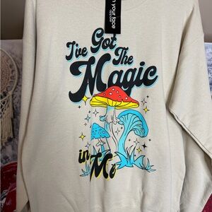 Sweatshirt By In Your Face Apparel Magic Mushroom Oversized Medium NWT UNISEX